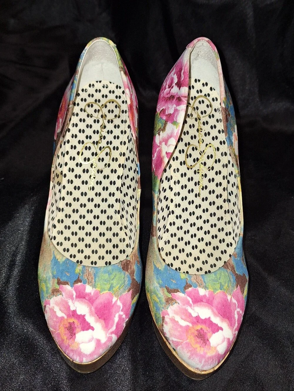 Like New Jessica Simpson Heels~Waleo~Floral Cork Platform Pumps~Pink~Size 9